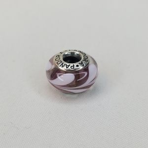 Pandora Pink Leaf Glass Bead